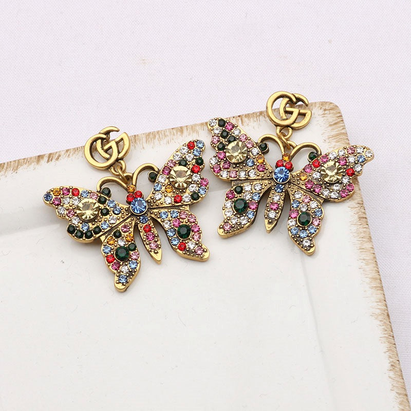 Gucci Crystal Multicolour Butterfly Earrings