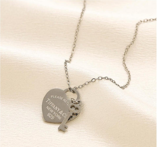 Tiffany & Co. Heart Tag and Key Pendant Necklace