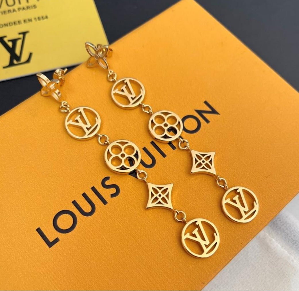 Louis Vuitton Blooming Strass Long Drop Earrings